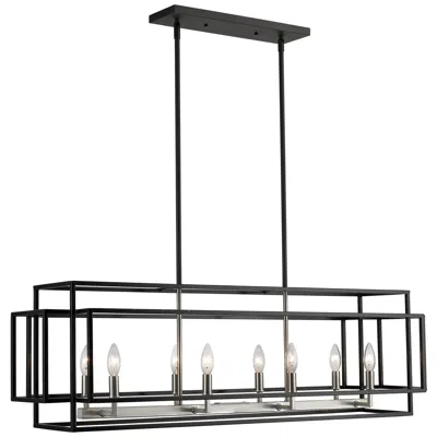 Z-lite 8 Light Island/billiard In Black + Brushed Nickel Finish
