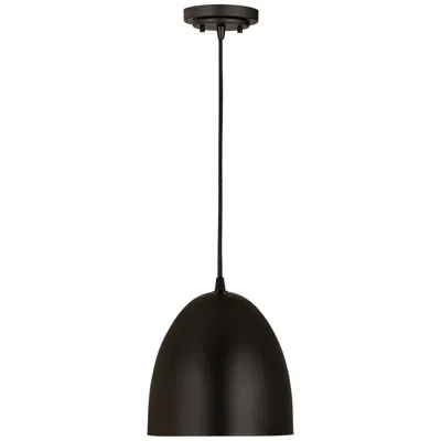 Z-lite 9.5" Wide 1-light Matte Black Finish Dome Pendant Light