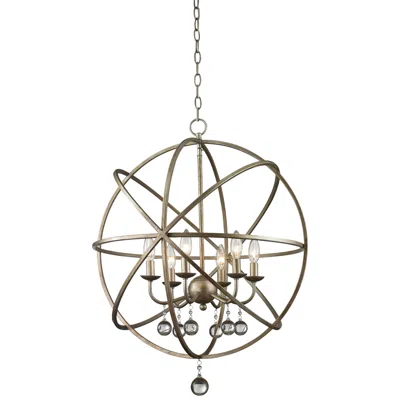 Z-lite Acadia 24" Wide Antique Silver 6-light Pendant