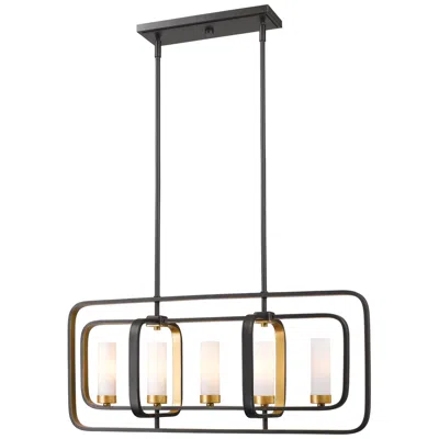 Z-lite Aideen 32" Wide Bronze Gold 5-light Linear Pendant