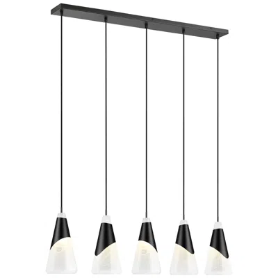Z-lite Aimie By  Matte Black 5 Light Linear Chandelier