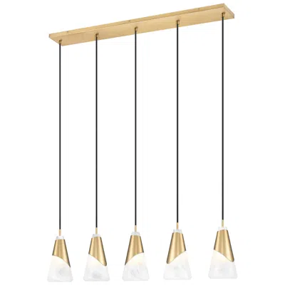 Z-lite Aimie By  Modern Gold 5 Light Linear Chandelier