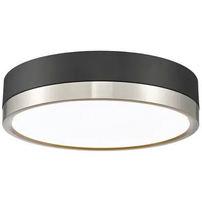Z-lite Algar 12"w Matte Black And Brushed Nickel Led Ceiling Light