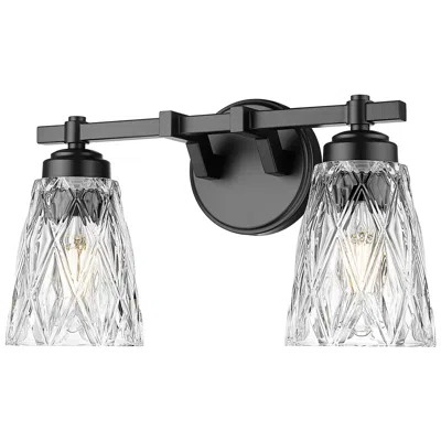 Z-lite Andree Matte Black 2 Light Vanity With Clear Glass Shade