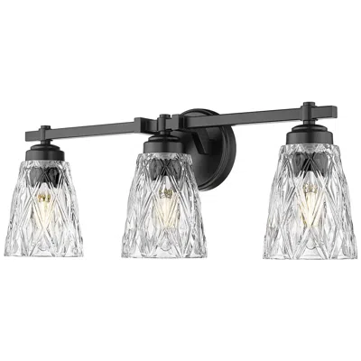 Z-lite Andree Matte Black 3 Light Vanity With Clear Glass Shade