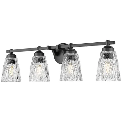 Z-lite Andree Matte Black 4 Light Vanity With Clear Glass Shade