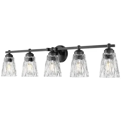 Z-lite Andree Matte Black 5 Light Vanity With Clear Glass Shade