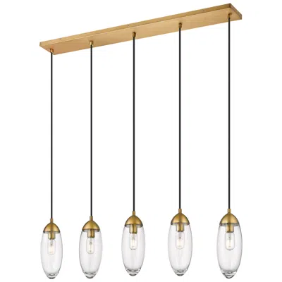 Z-lite Arden By  Rubbed Brass 5 Light Linear Chandelier