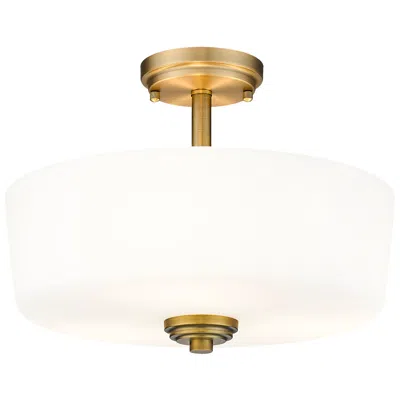 Z-lite Arlington 14 3/4" Heritage Brass And Opal Glass Ceiling Light