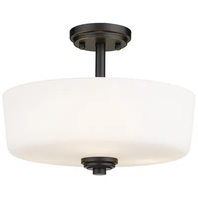 Z-lite Arlington 14 3/4" Wide Matte Black White Diffuser Ceiling Light