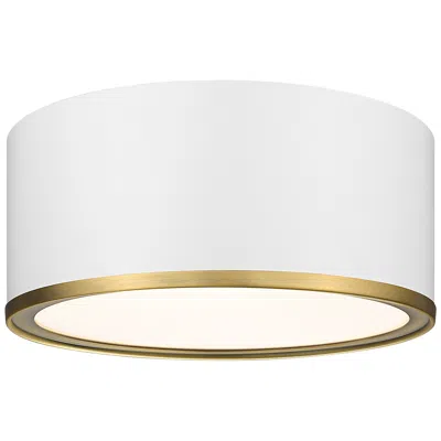 Z-lite Arlo 12 1/4"w Matte White With Rubbed Brass Ceiling Light