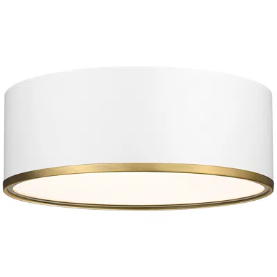 Z-lite Arlo 16"w Matte White And Rubbed Brass Ceiling Light