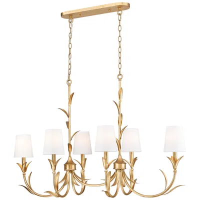 Z-lite Aslin By  44 Inch Gold Leaf 6 Light Linear Chandelier