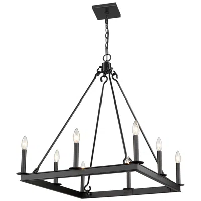 Z-lite Barclay 26" Matte Black 8-light Open Frame Square Chandelier
