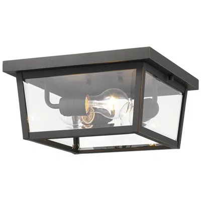 Z-lite Beacon 12"w Oil-rubbed Bronze 3-light Outdoor Ceiling Light