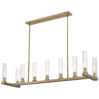 Z-lite Beau 56" Wide Modern Rubbed Brass 9-light Linear Pendant