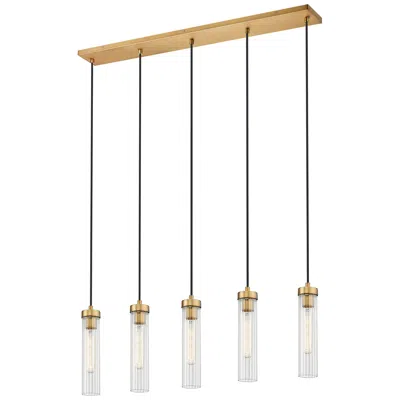 Z-lite Beau By  Rubbed Brass 5 Light Linear Chandelier