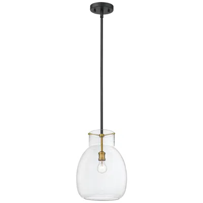 Z-lite Bella By  Matte Black + Olde Brass 12 Inch 1 Light Mini Pendant