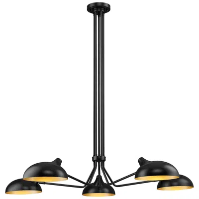 Z-lite Bellamy 52" Wide Matte Black Metal 5-light Pendant