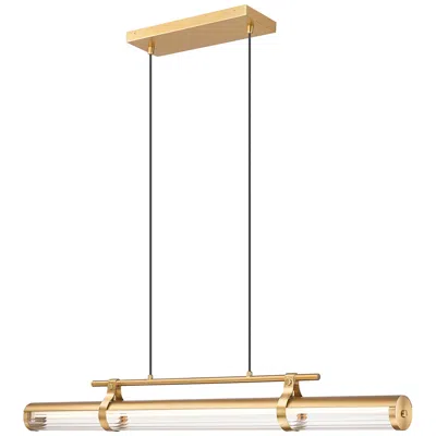 Z-lite Benoit By  44 Inch Modern Gold 1 Light Linear Chandelier In Brown
