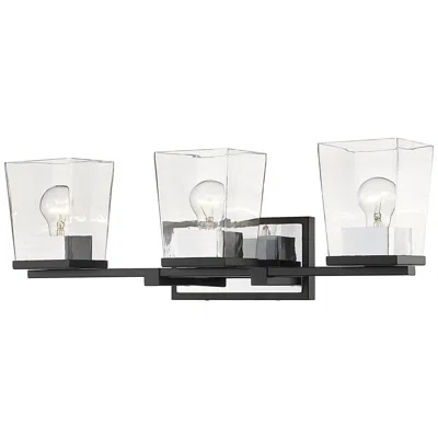 Z-lite Bleeker Street 25" Wide Matte Black And Chrome 3-light Bath Light