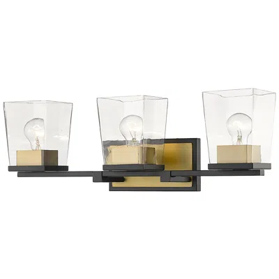 Z-lite Bleeker Street 25" Wide Matte Black And Olde Brass 3-light Bath Light