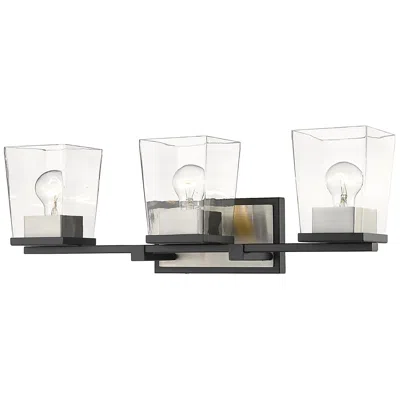 Z-lite Bleeker Street 25"w Matte Black And Brushed Nickel 3-light Bath Light