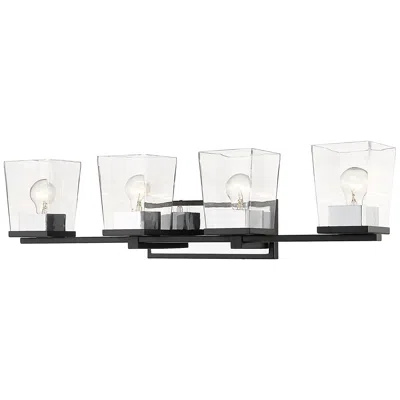 Z-lite Bleeker Street 33" Wide Matte Black And Chrome 4-light Bath Light