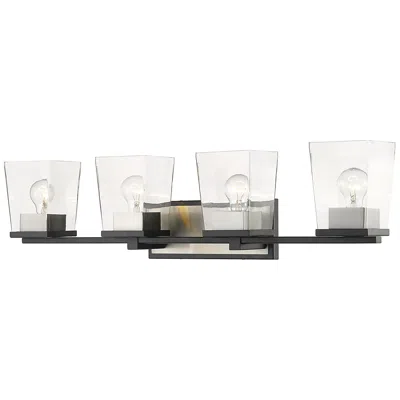 Z-lite Bleeker Street 33"w Matte Black And Brushed Nickel 4-light Bath Light