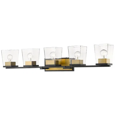 Z-lite Bleeker Street 42 1/2"w Matte Black And Olde Brass 5-light Bath Light