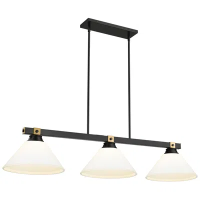 Z-lite Bronte By  Matte Black + Rubbed Brass 52.75 Inch 3 Light Billiard