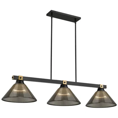 Z-lite Bronte By  Matte Black + Rubbed Brass 52.75 Inch 3 Light Billiard