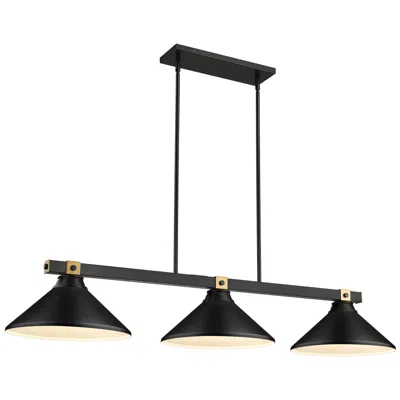 Z-lite Bronte By  Matte Black + Rubbed Brass 52.75 Inch 3 Light Billiard