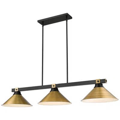Z-lite Bronte By  Matte Black + Rubbed Brass 54 Inch 3 Light Billiard