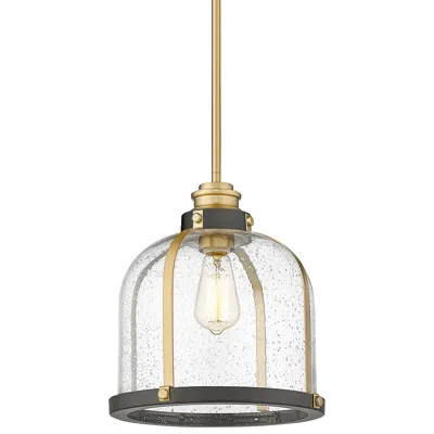 Z-lite Burren 12 1/4" Bronze-brass Seeded Glass Dome Pendant Light