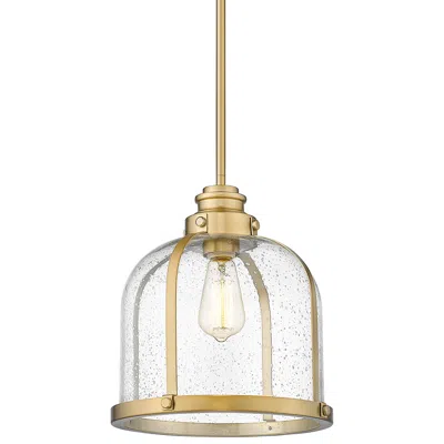 Z-lite Burren 12 1/4" Heritage Brass Seeded Glass Dome Pendant Light