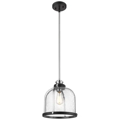 Z-lite Burren By  Matte Black + Chrome 12.25 Inch 1 Light Pendant