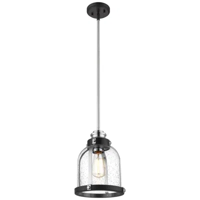 Z-lite Burren By  Matte Black + Chrome 8.75 Inch 1 Light Mini Pendant