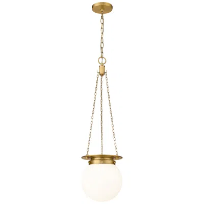 Z-lite Calhoun 9" Wide Heritage Brass White Glass 1-light Mini Pendant