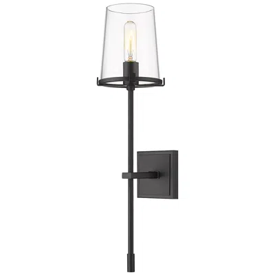 Z-lite Callista 26" High 1-light Matte Black Clear Glass Wall Sconce
