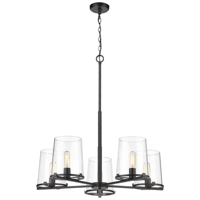 Z-lite Callista 33" Wide Matte Black 5-light Chandelier