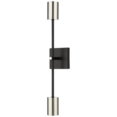 Z-lite Calumet By  Mate Black + Polished Nickel 4.5 Inch 2 Light Wall Sconce