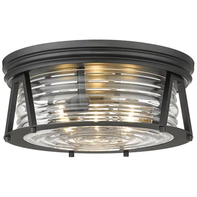 Z-lite Cape Harbor By  Matte Black 3 Light Flush Mount