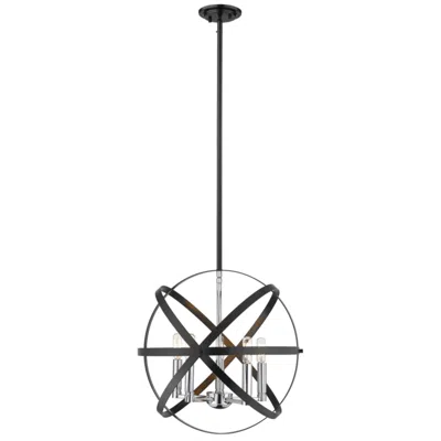 Z-lite Cavallo By  Hammered Black + Chrome 5 Light Pendant