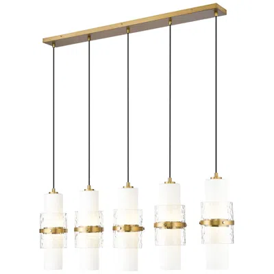 Z-lite Cayden By  Modern Gold 5 Light Linear Chandelier In White