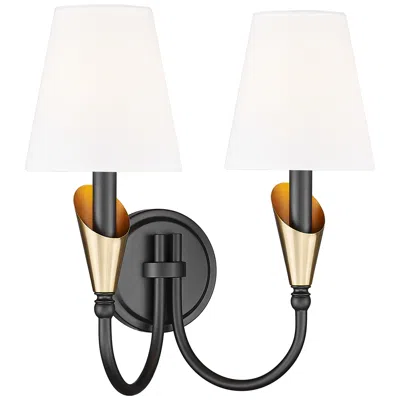 Z-lite Claudelle By  Matte Black + Modern Gold 2 Light Wall Sconce