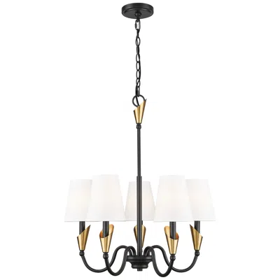 Z-lite Claudelle By  Matte Black + Modern Gold 5 Light Chandelier
