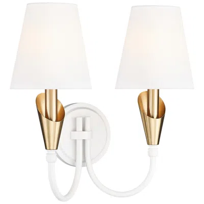 Z-lite Claudelle By  Textured White + Modern Gold 2 Light Wall Sconce