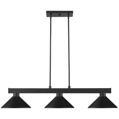 Z-lite Cobalt 46" Wide 3-light Matte Black Linear Modern Pendant Light