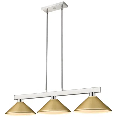 Z-lite Cobalt 46"w Brushed Nickel And Gold 3-light Billiard Pendant